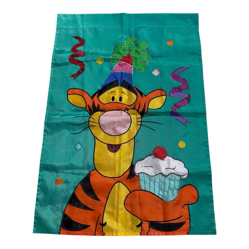 Vintage Disney Tigger Birthday Garden Flag Winnie the Pooh Applique 1998 40"